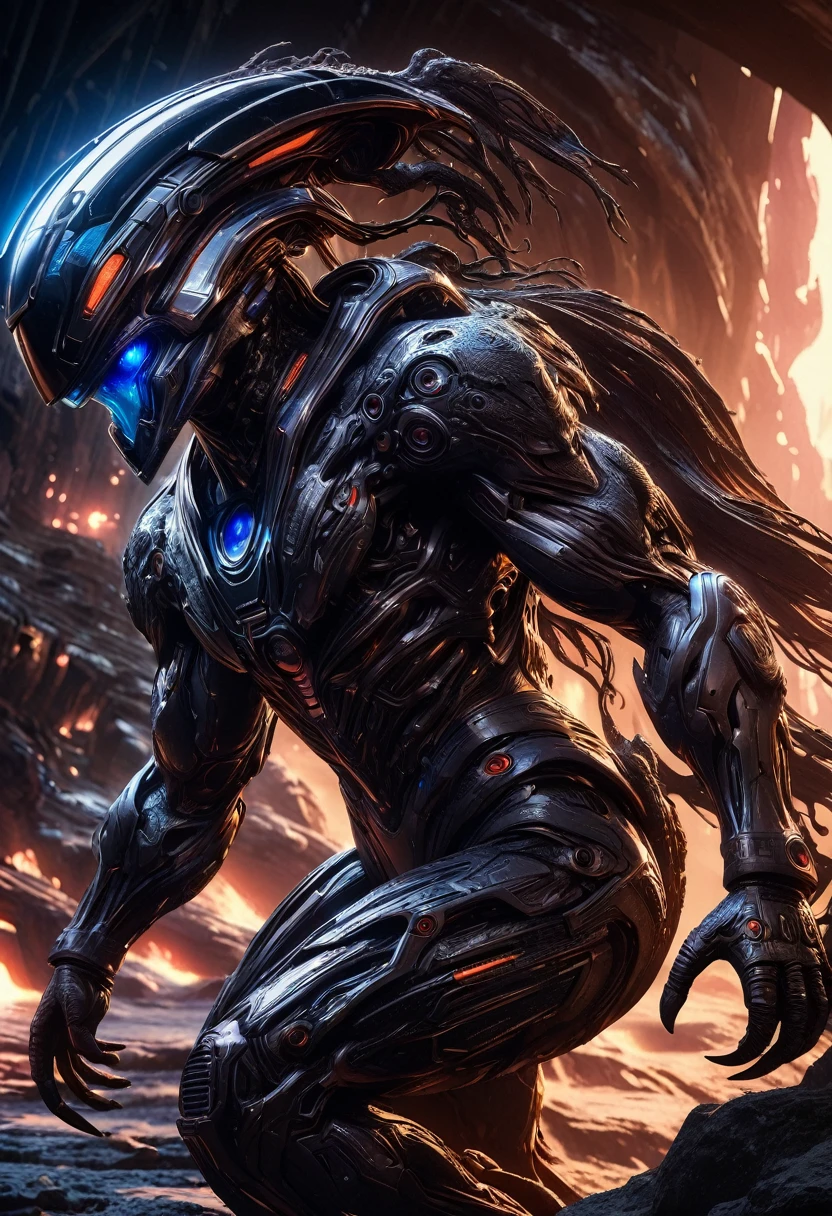 a futuristic astronaut, advanced alien technology, alien creatures, highly detailed, cinematic lighting, dramatic composition, epic scale, 8k, photorealistic, concept art style, vibrant colors, glowing effects, intricate details, smooth shading, dramatic shadows, depth of field, ultra-detailed, masterpiece