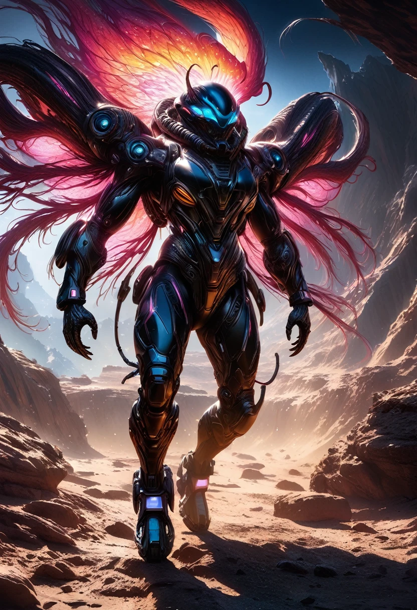 a futuristic astronaut, advanced alien technology, alien creatures, highly detailed, cinematic lighting, dramatic composition, epic scale, 8k, photorealistic, concept art style, vibrant colors, glowing effects, intricate details, smooth shading, dramatic shadows, depth of field, ultra-detailed, masterpiece