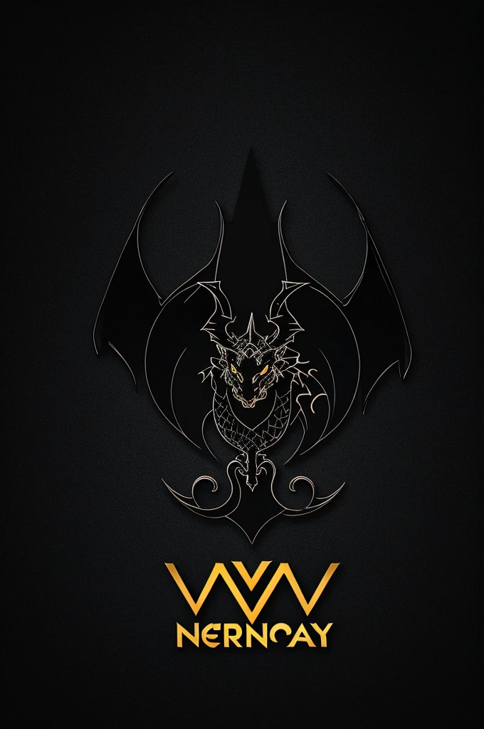 Create a black logo in the shape of a dragon that says "vcxmav"