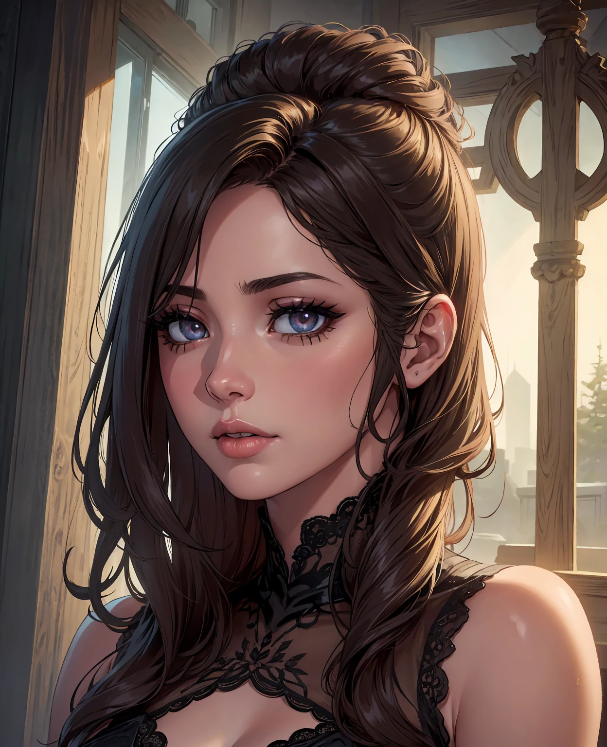 realistic, photorealistic, (best quality, 4k, 8k, highres, masterpiece:1.2), ultra-detailed, (realistic, photorealistic, photo-realistic:1.37), beautiful detailed eyes, beautiful detailed lips, extremely detailed eyes and face, long eyelashes, sensual, elegant, stunning, alluring, mysterious, 1girl, fashion portrait, chiaroscuro lighting, dramatic lighting, cinematic, moody, atmospheric, warm colors, soft focus, glowing skin