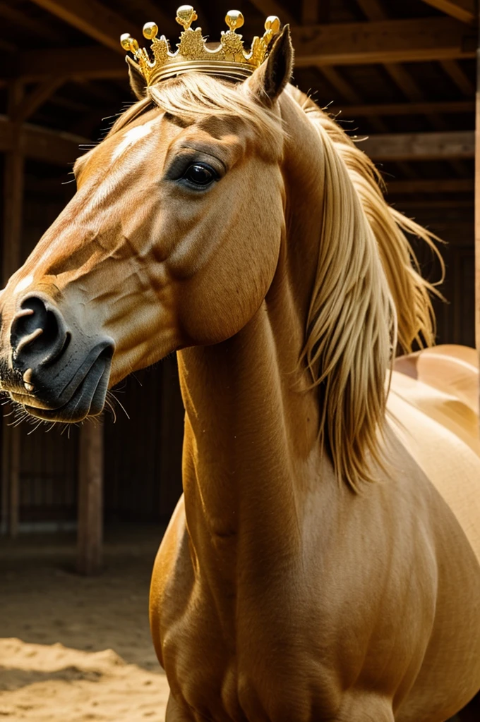 horse with crown. The crown like that of a king. The golden colored horse