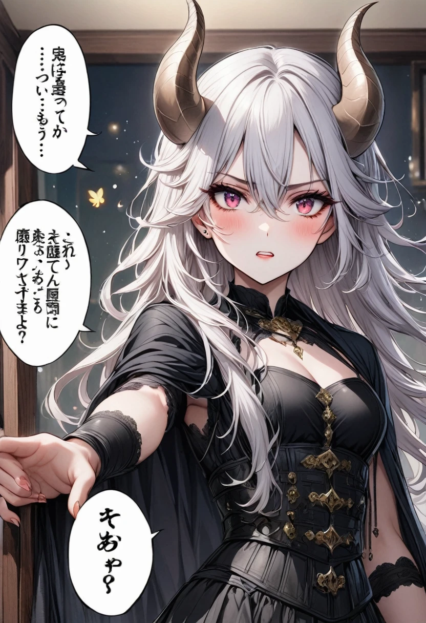 Beautiful young girl, White hair, Capricorn horns,