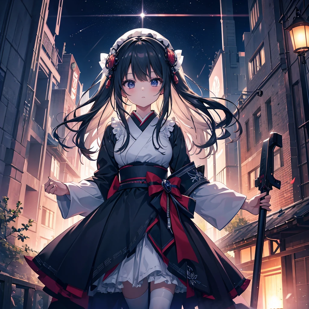 masterpiece、High resolution、A vortex of light like a science fiction movie、Japanese Gothic ta Girl with Grim Reaper'Sickle、Delicate and precise writing、And soul、Awareness-raising