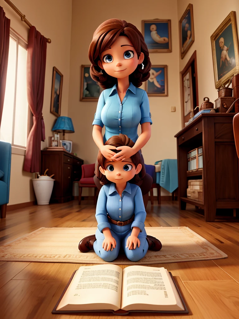 Ums mother on her knees in a room,A Bible, thinking about the son
