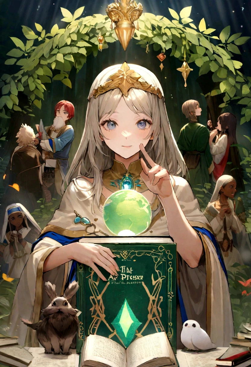 create image for a book cover. The title of the book is: THE PUZZLE OF THE LOST FOREST. In this book I talk about a young priestess who lived in Africa in 953 BC..c. that together with his two friends, Prince Roderic and the Extra-Terrestrial Zephyr embarked on a great adventure within the Lost Woods to find the Book of Wisdom, which promises to return the past glory to that reign . Image Processor :You!C X, Number of Focus Points :1053 FA slots available, 8k hd, 40.1MP, Canon EOS R5, 100mm