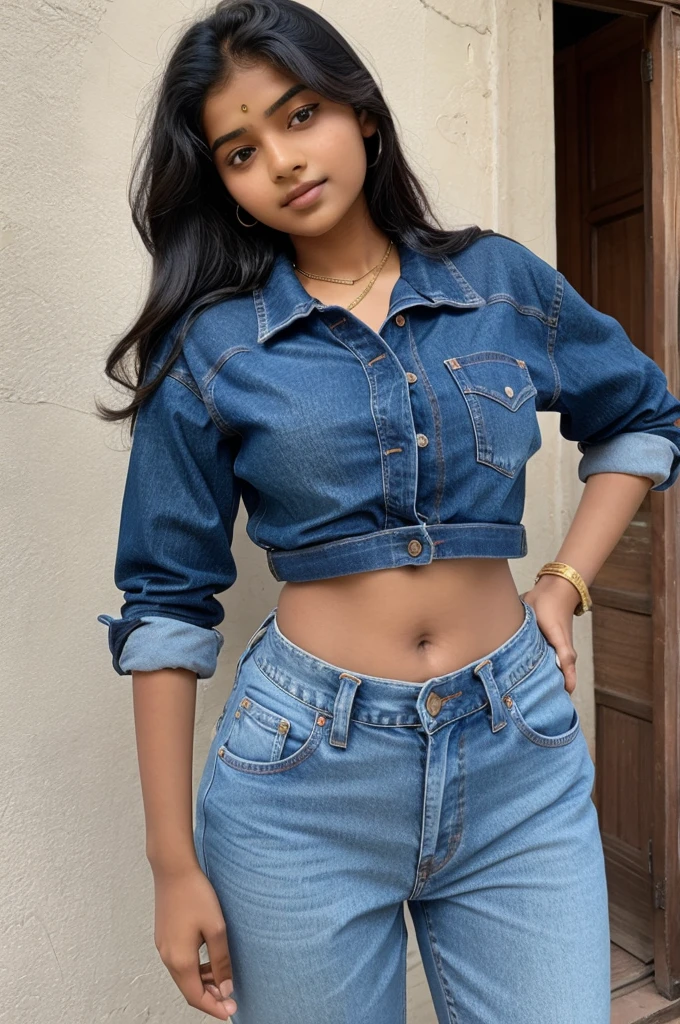A Indian girl her age 15 she wears jeans and top