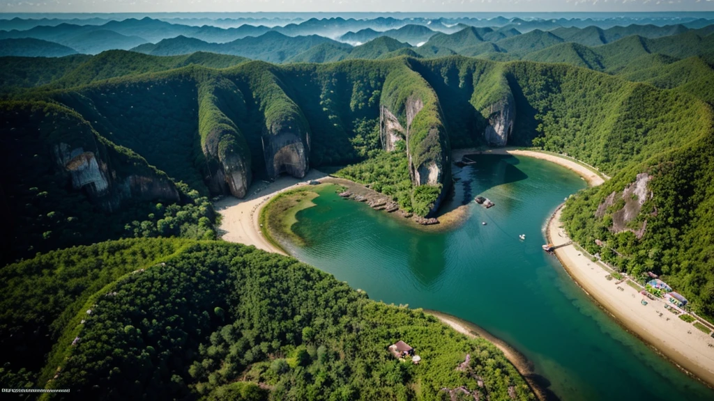 Beautiful natural scenery in Thailand. Aerial view. Photorealistic photos, High definition