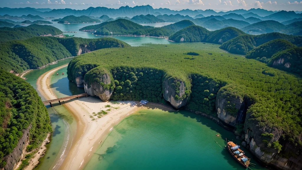 Beautiful natural scenery in Thailand. Aerial view. Photorealistic photos, High definition