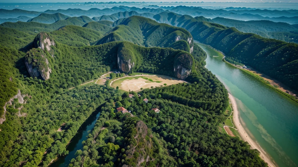 Beautiful natural scenery in Thailand. Aerial view. Photorealistic photos, High definition