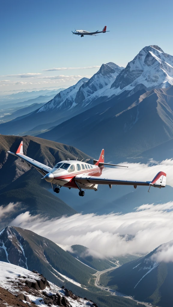 One plane crash seen, on mountain, realistic, hd,