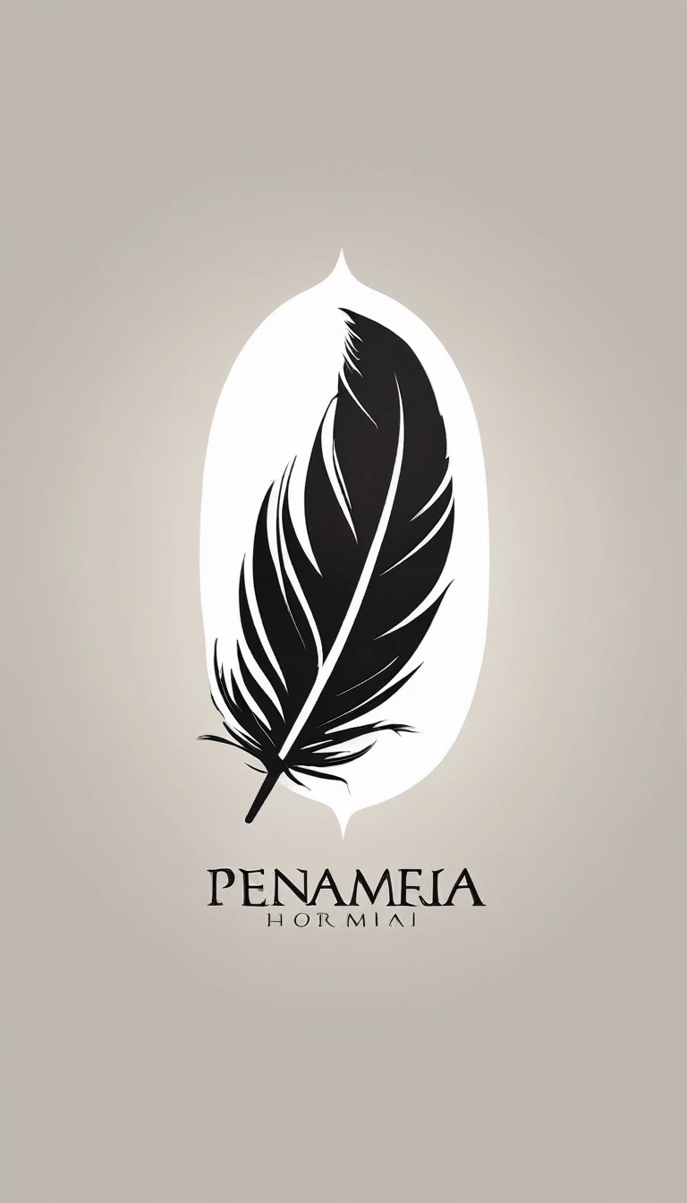 A minimalist, fantastic, poetic, dreamy, captivating, memorable, masterpiece, modern, simple logo design of a boy and a feather for the brand “Penamemoria". The logo must convey a sense of music, stories and dreams. Minimalistic logo design of a boy and a feather.