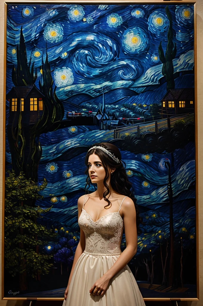 Create an image from the movie the corpse of the bride observing starry night painting 