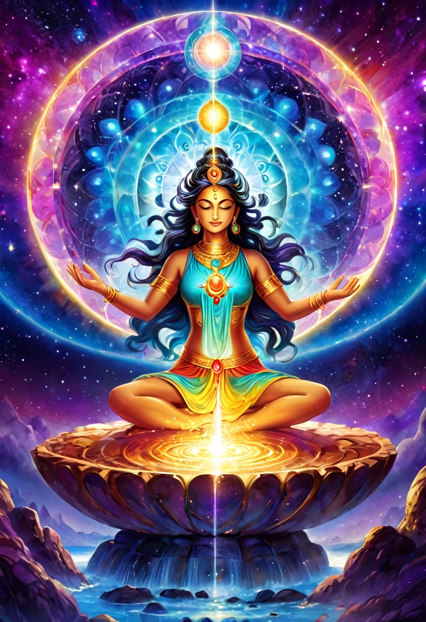 Chakra cleansing, perfect illumination and energy circulation with radiant cosmic energy