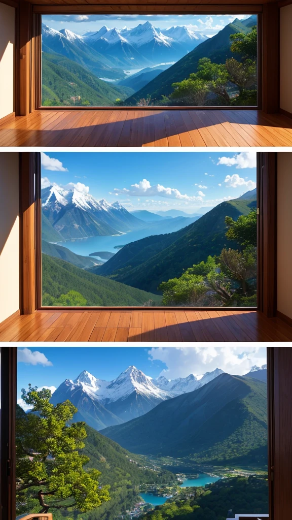 (masterpiece,Highest quality:8K) Affordable bedroom with mountain views and balcony, Beautiful views, A soothing and comfortable landscape, Detailed view, インスタグラムの写真 Nice views, beautifully、aesthetic, Beautiful nature in the background, Amazing scenery in the background, 8K Photorender Reality Engine, Beautiful views, Overlooking the valley, Nice views, beautiful place, paradise in the background