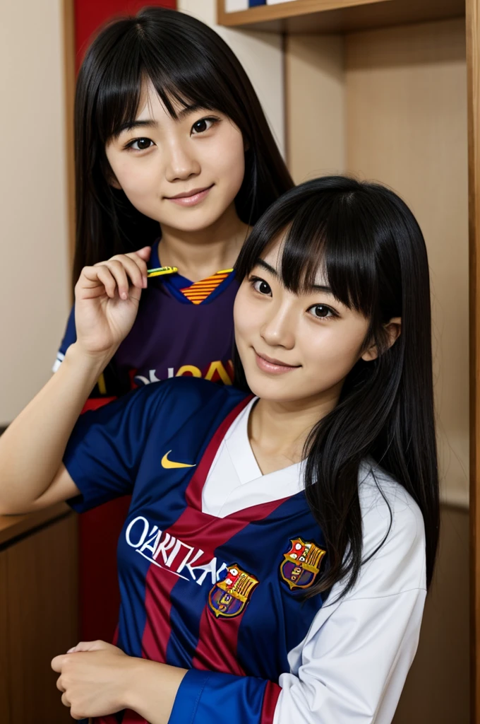 Japanese girl with the Barcelona shirt 