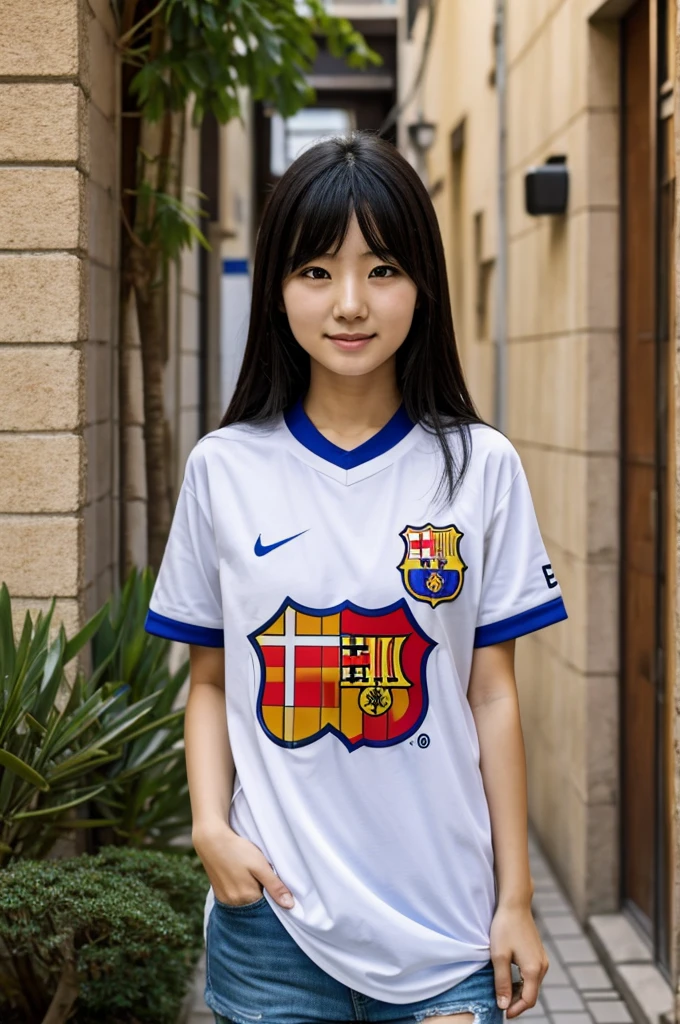 Japanese girl with the Barcelona shirt