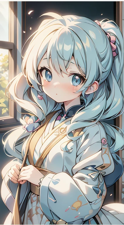 anime girl with a brush and a painting board in front of a window, painted in anime painter studio, Realistic cute girl drawing, beautiful anime portrait, anime. Soft lighting, Detailed painting 4k, anime realism style, realistic anime artstyle, Gweiz-style artwork, realistic anime art style, made with anime painter studio, portrait anime girl、Ultra delicate、high resolution、最high resolution、Luxury Dresses、Clean big eyes、Super beautiful
