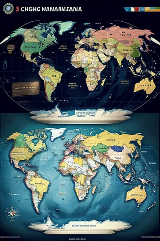 Design a world map with the most recognized countries; design the map based which is a game for children