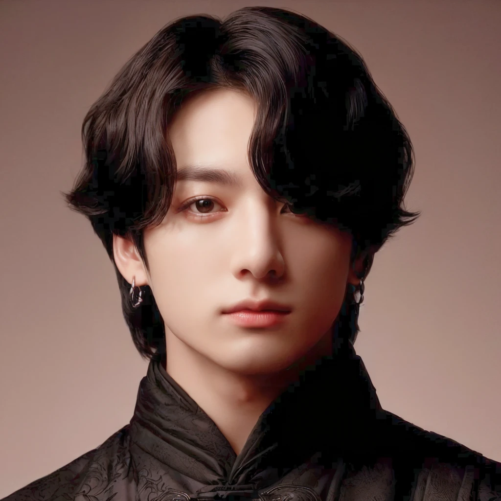 a closeup of a person dressed in a black shirt and tie, jungkook, BTS group, kpop idol portrait, realism artistic style, beautiful androgynous prince, bts, delicate androgynous prince, inspired by jungkook jeon young pale angel