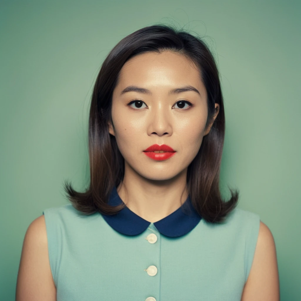 analog style portrait of an ((asian woman)) , wes anderson movie, still from stanley kubrick movie