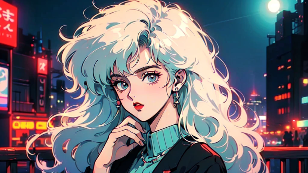 (80's, Retro, City Pop:1.5), (Album cover), (masterpiece, Highest quality, Exquisite detail), (anime, figure), (pastel colour:1.3), Best Photo Poses, girl, alone, cool, Delicate face, sunglasses, Blonde Hair, Curly cityscape, City of night,
