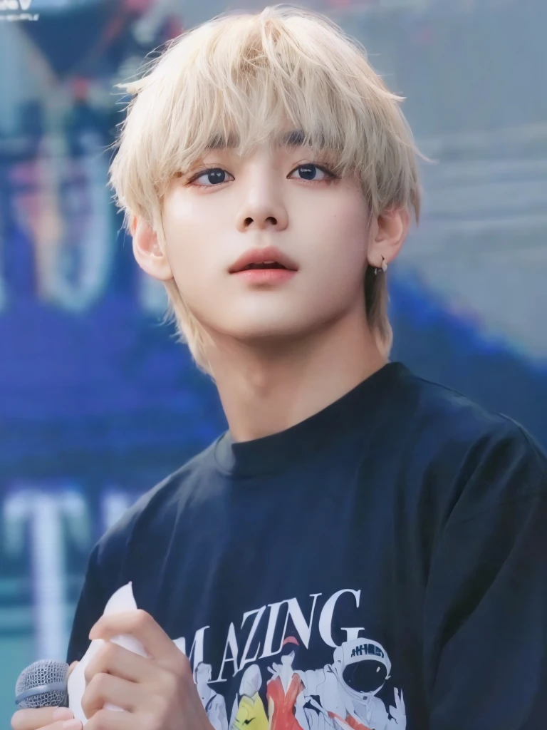 Masterpiece, Best Quality, (Extremely detailed CG unity 8k wallpaper), Taehyung, BTS group, kpop idol portrait, realism artistic style, beautiful androgynous prince, BTS, delicate androgynous prince, inspirado en Taehyung kim, young pale angel