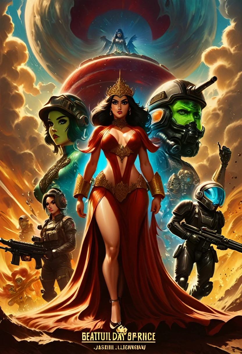 Future Sci-Fi Space War,A woman wearing a helmet, Stephen Hickman, Beautiful vintage art, Mars Attacks, Gilded Lotus Princess, Published in cgsociety, The Last Day of the Universe, Queen of Persia, Kirill Leonov, By Jason A. Engel, Barbarela