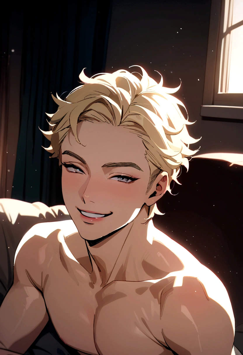 Naked blond man, tasty, perfect, beauty、Wonderful, naughty face, And very sexy, male