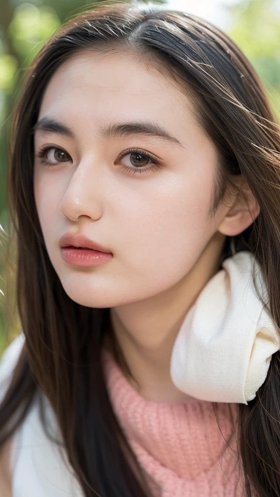 (((Ultra-high resolution、close、Cute Japanese Woman)))、length, Straight black hair frames her face、So that every single hair is clearly visible、Depicts subtle color changes depending on the amount of light hitting the subject、The skin is white and smooth、Has a natural glow、Fine skin、毛穴のExpressing every detail、amountや頬に薄い赤みがある部分を詳細に、The eyes are almond-shaped、It is dark brown.、Iris detail、Expressing color gradations and patterns、length, Natural Eyelashes, Each is visible、well-groomed eyebrows、personal々The hair is clearly visible、Light reflects off the eyes、Create small highlights、noseは繊細で、nose孔の細かいディテールがある、Lips are plump and naturally pink、Draws fine lines and soft curves of the lips、Shiny、Accentuate the shape、Detailed depiction of lip texture、Special attention is paid to the depiction of light and shadow.、Soft natural light gently illuminates your face from the front、amount、nose、Gives cheeks a subtle glow、The shadows are softly cast along the contours of the face.、cheekbone、Jaw Curve、noseの側面を強調、The gloss on her lips reflects the light faintly..、Emphasizes plump texture、The shadows in the hair add depth and dimension.、personal々Hair sparkles in the light、The background is simple and blurry.、Focus on the face、With the highest quality、Expressing every detail