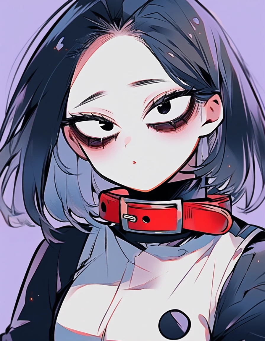 A girl, Feminine focus,  Boku no hero academia, with dark circles   , Mysterious ,witty ,My Hero Academia uniform  , big black fur , so beautiful, collar luna ,