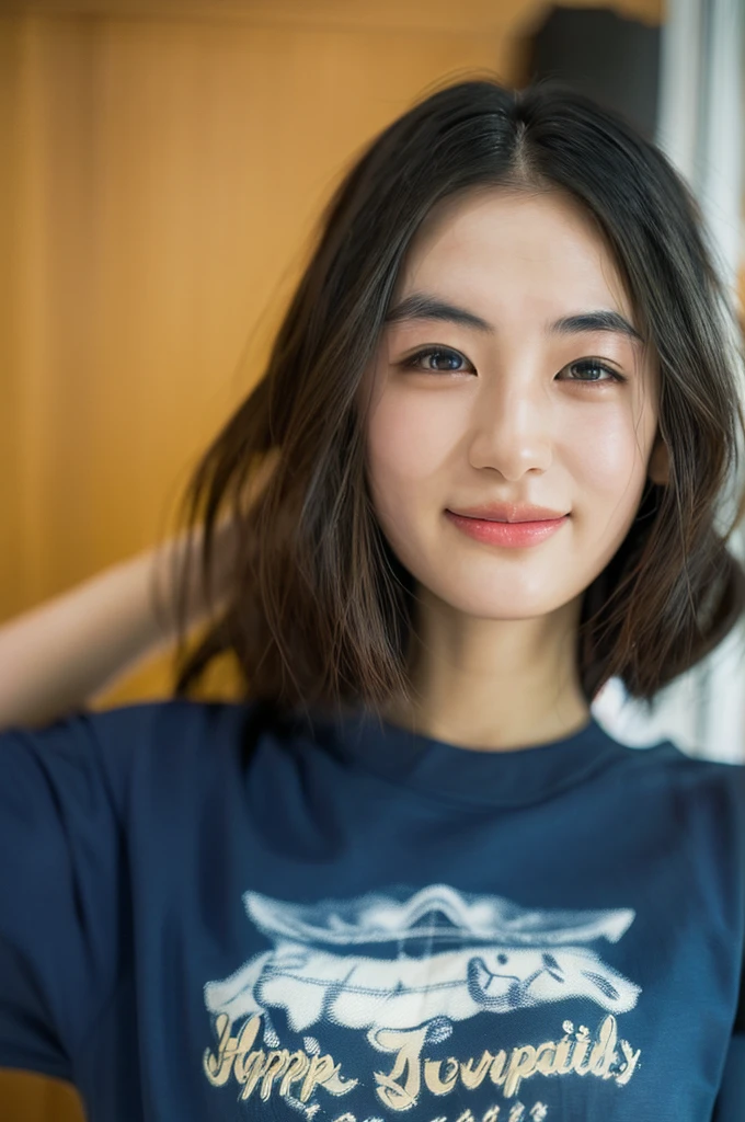 Cute Japanese Women Photos, Little Woman, 20-year-old, Beautiful and perfect face, brown, Beautiful Face, thin: 1.2,Dressed, (photo Realistic:1.4), (hyper Realistic:1.4), (Realistic:1.3),
(Smoother lighting:1.05), (Improving the quality of cinema lighting:0.9), 32k,
1 Girl,20-year-oldの女の子, Realistic lighting, Backlight, The light shines on your face, Ray Tracing, (Bright light:1.2), (Improvement of quality:1.4),
(Highest quality Realistic textured skin:1.4), Fine grain, Detailed face,
(tired, Sleepy and happy), (smile:0), Face close-up, T-Shirts,
(Enhances the body line:1.1), (Enhances the beauty of skin texture:1.1)