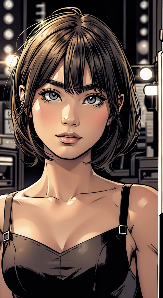2d comic, ((flat color)),line art,grayscale, 比基尼, Light shines from the side., ภาพโทนbright, bright, daytime