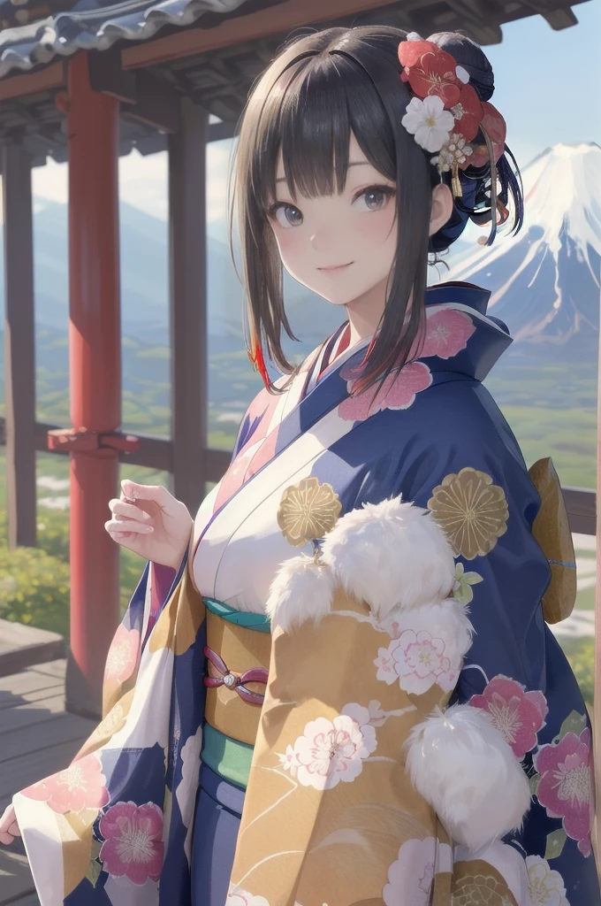 (Very delicate and beautiful:1.2)Supermodel,【Three Girls】,
Highest quality, High resolution, 8K, Sharp details, smile,
best quality, masterpiece, New Year,
(Kimono with strikingly beautiful colors:1.7),
Three Japanese high-school cute girls, looking straight,
gently smiling, white short scarf, white feather shawl,
(separately side by side:1.4),
(The image shows only the upper body:1.7),
shrine background, (mount Fuji:1.3),winter(season),(outdoors:1.5)