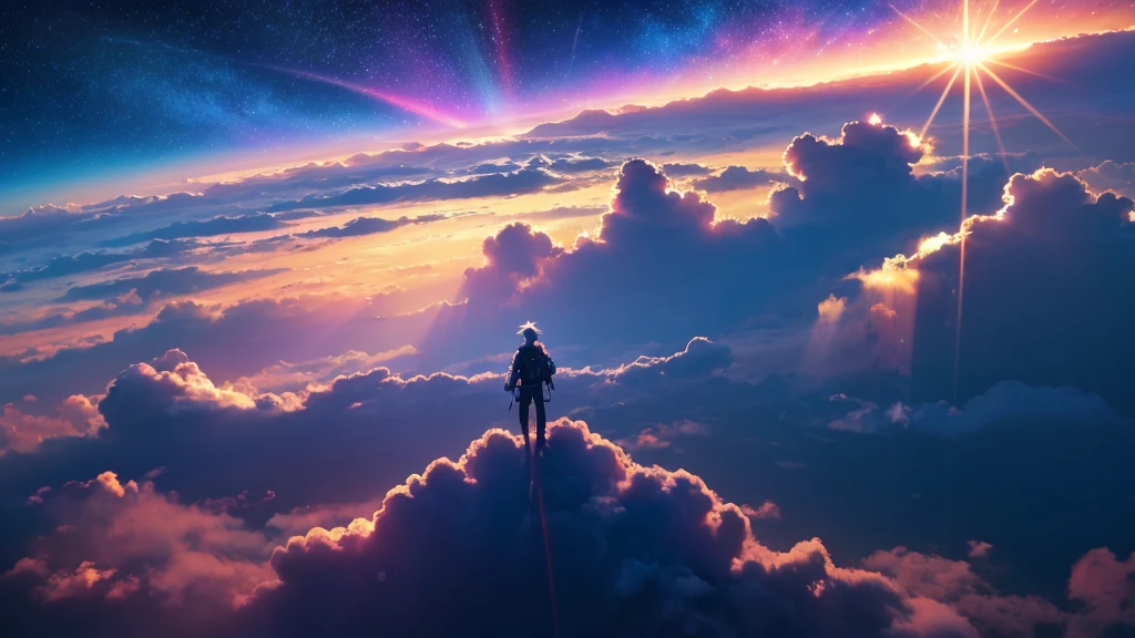 anime, anime, anime art, null, cloud, sun, sunbeam, sunbeam, sunbeam, sunbeam, sunbeam, sunbeam, sun, concept art inspired by Makoto Shinkai, Topics on pixiv, 光とnull間, anime null, anime cloud, 宇宙のnull. by Makoto Shinkai, luminous null heaven background, anime background