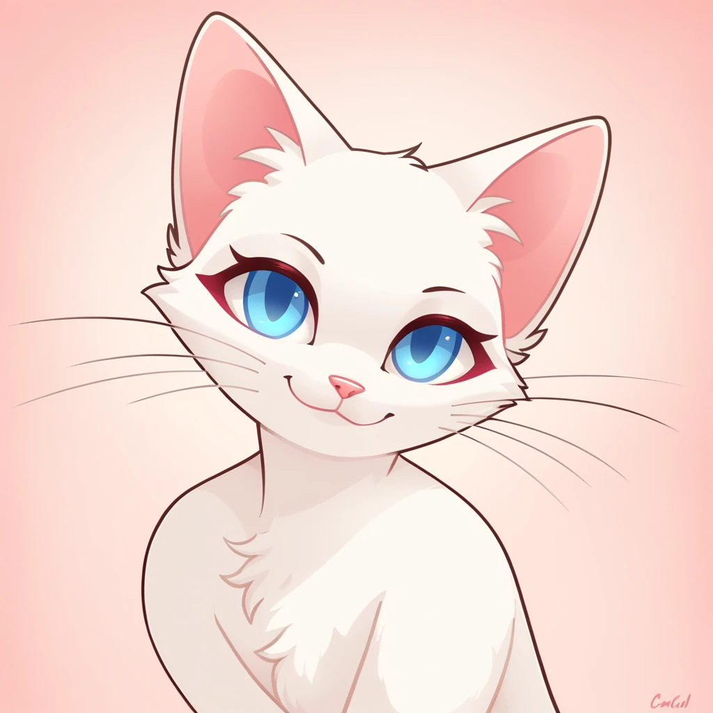Smug White Siamese Cat in cell shade art style