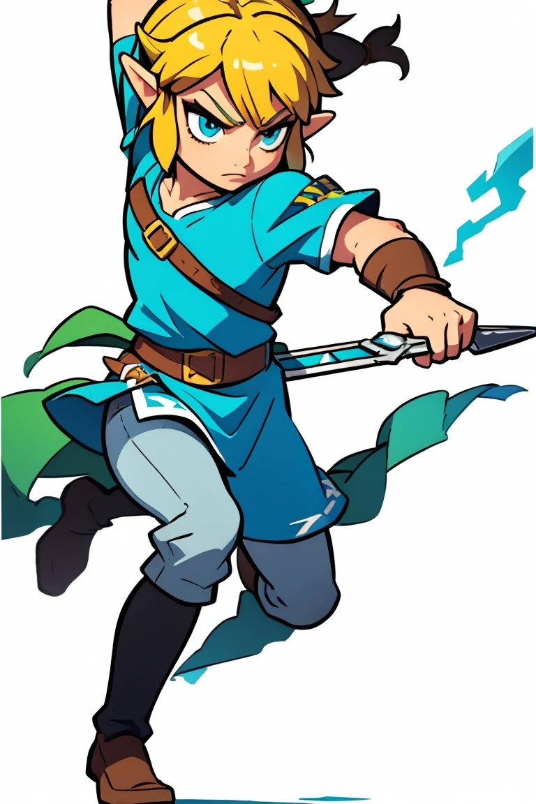 link (the legend of Zelda), character design, clipart, full body, high contrast, flat_colors, character design, dynamic pose