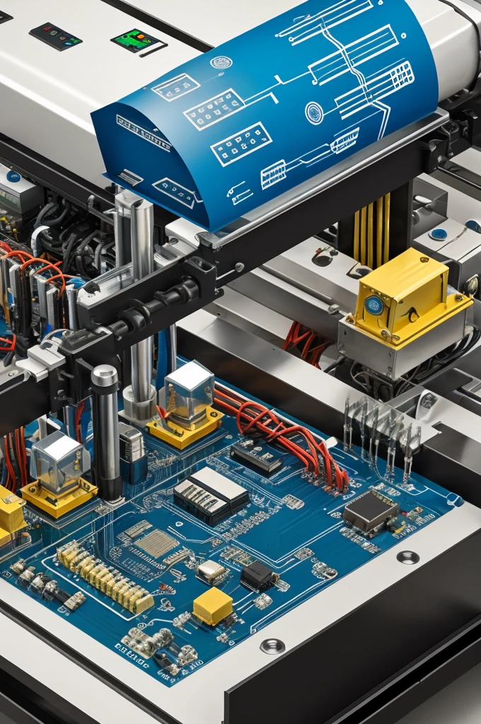 a banner that combines electrical equipments like microchips, circuits, waves etc. and mechanical equipments like robotic arm, robots etc.
