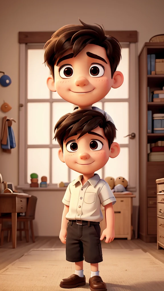 A cartoon of a young boy with an innocent expression asking his father
