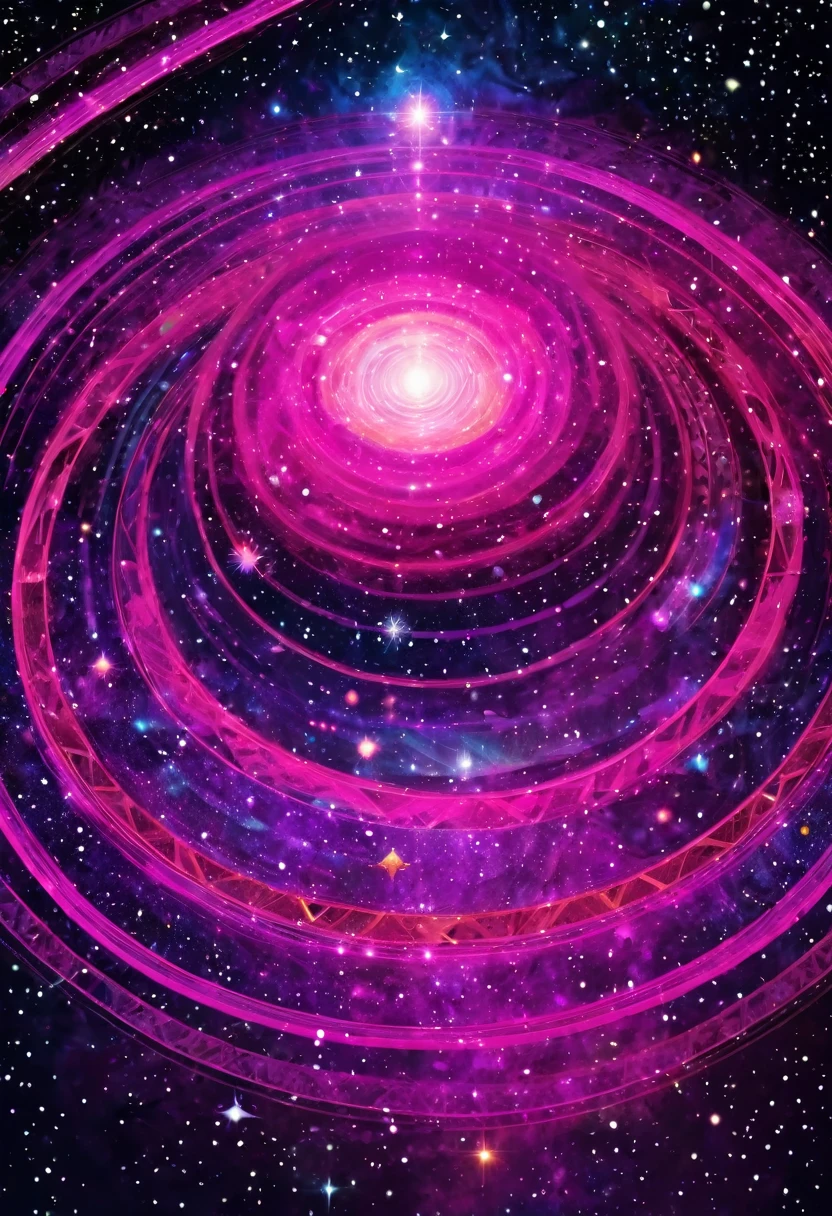 Chakra wrapped in magenta color, outer space, galaxy, geometric pattern, mysterious