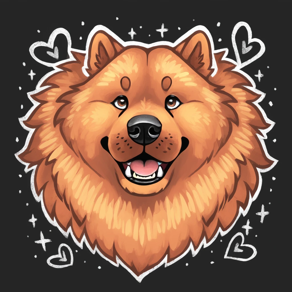 Chow Dog in chalk art style