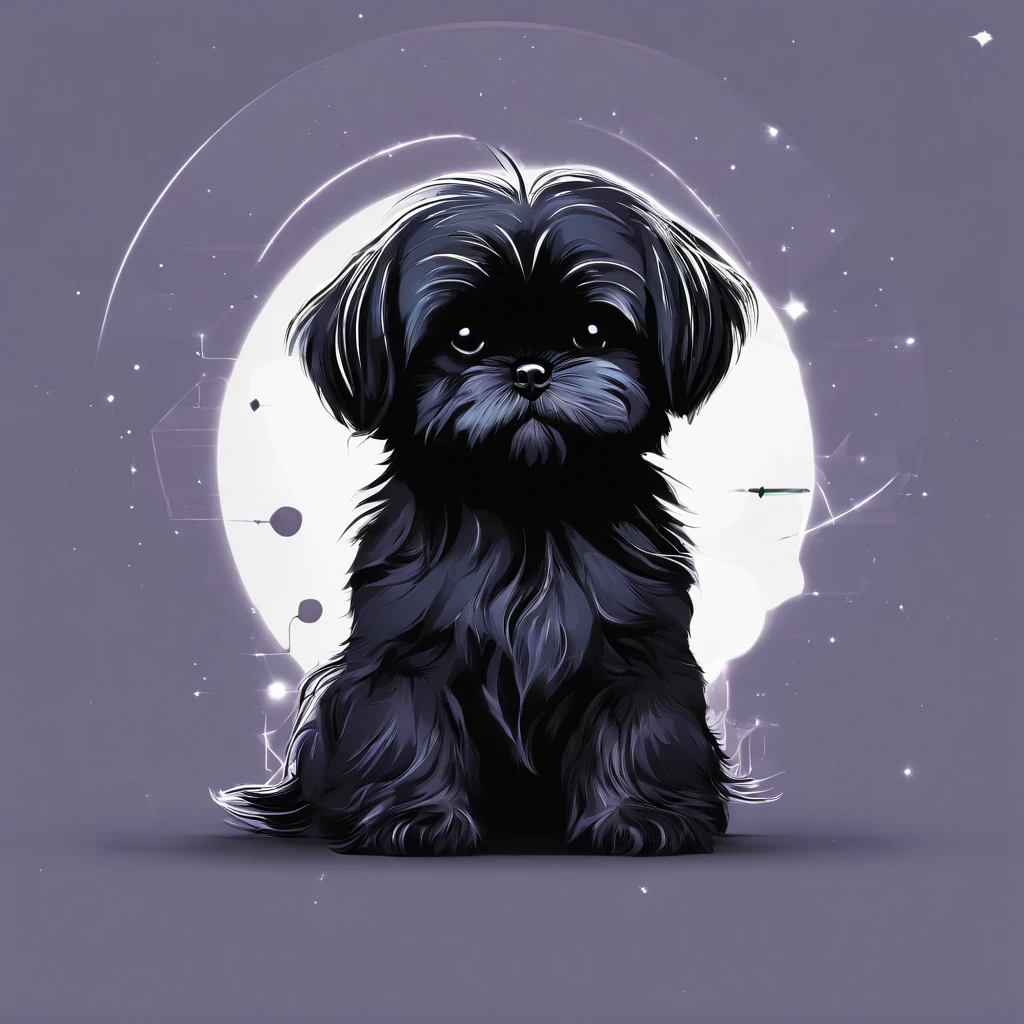 2 Adorable small black Shih Tzu puppies Pixar 3D cartoon