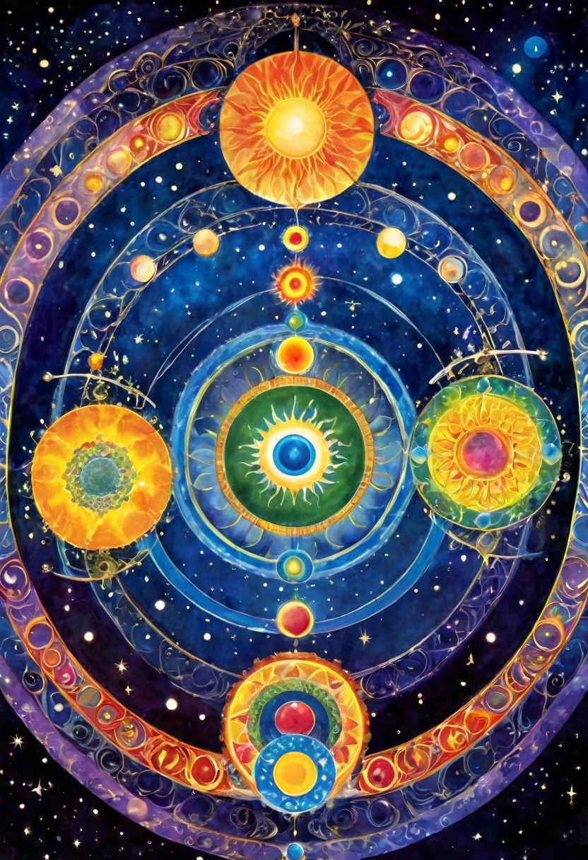 Moon phases, chakras and fusion, golden ratio, rhythm, spirituality, mysticism, outer space