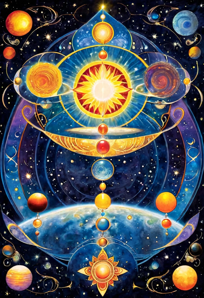 Moon phases, chakras and fusion, golden ratio, rhythm, spirituality, mysticism, outer space
