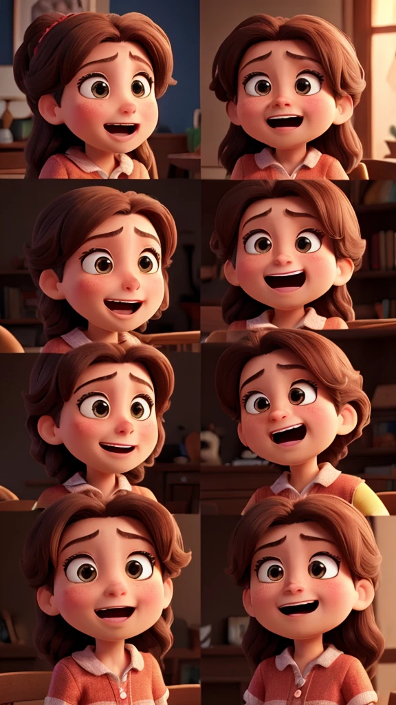 with exaggerated expressions to convey their conversation.