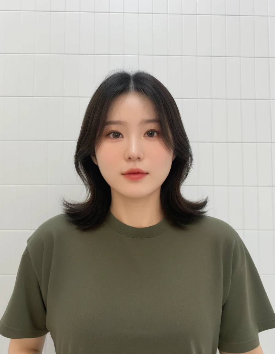 Best Quality, 8k, Masterpiece, (Portrait: 1.3), (photo realistic:1.4), (hyper realistic:1.4), Sharp Focus, looking at viewer, (smoother lighting:1.1), (increase cinematic lighting quality:0.9), realistic lighting, backlighting, light on face, ray trace, (brightening light:1.2), (Increase quality:1.4), sharp detail, (best quality real texture skin:1.4), finely detailed eyes, black_eyes, finely detailed face, 25 year old Korean woman