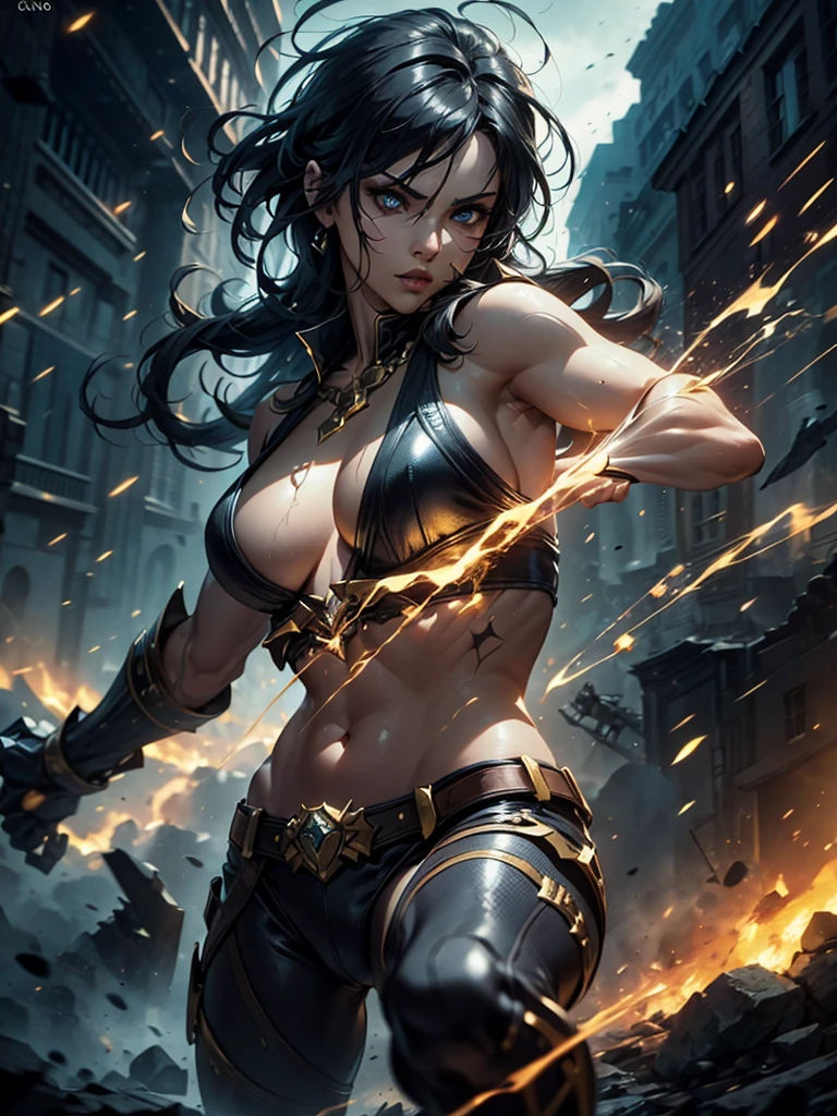 Amazon warrior, photorealistic, ultra detailed, cinematic lighting, hdr, (dynamic pose:1.7),  、sultry look, seductive,
