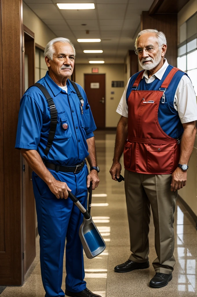 young janitor and an old man