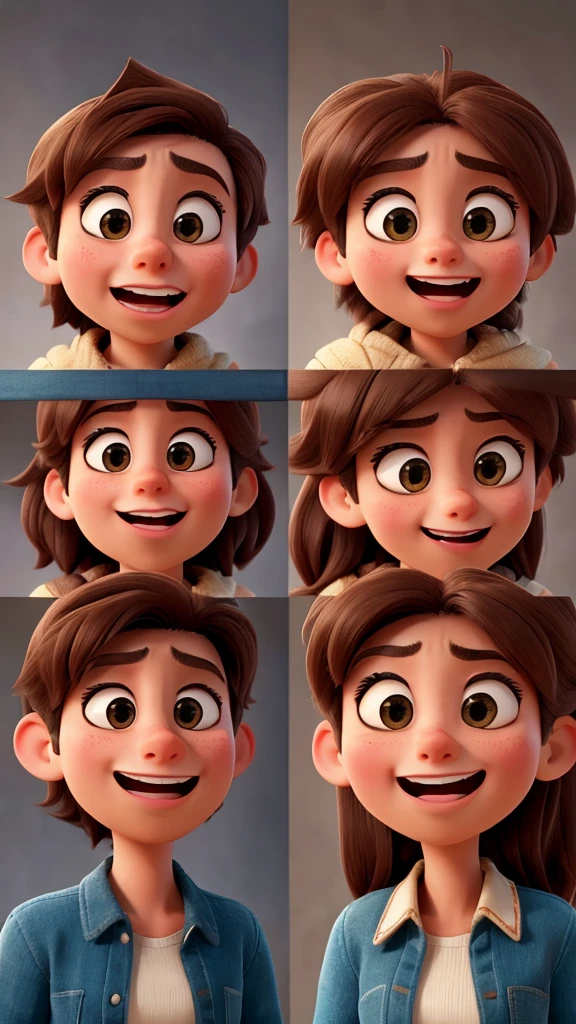 with exaggerated expressions to convey their conversation