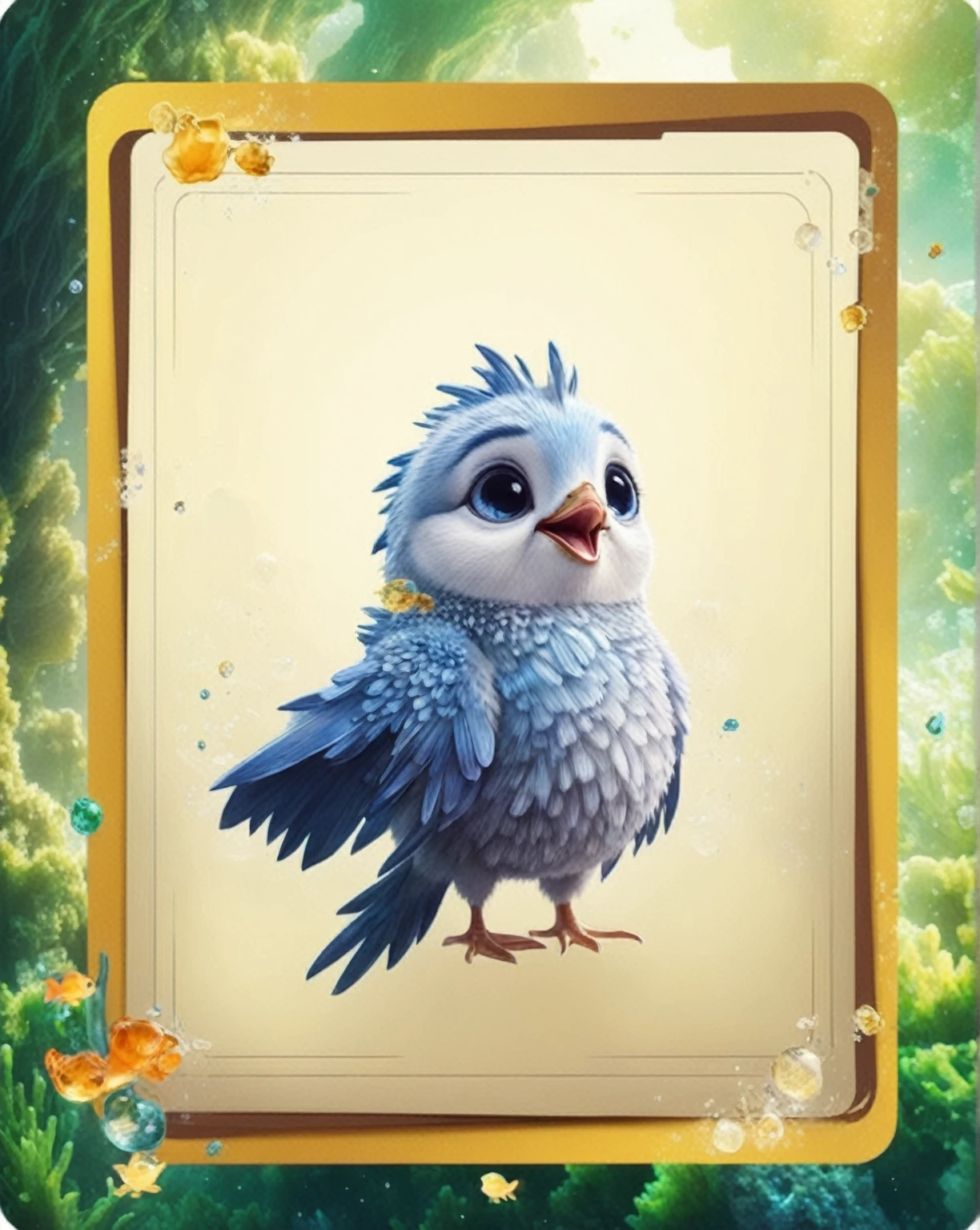 Story card interface,Ocean-themed script,Reflecting ocean elements and colors