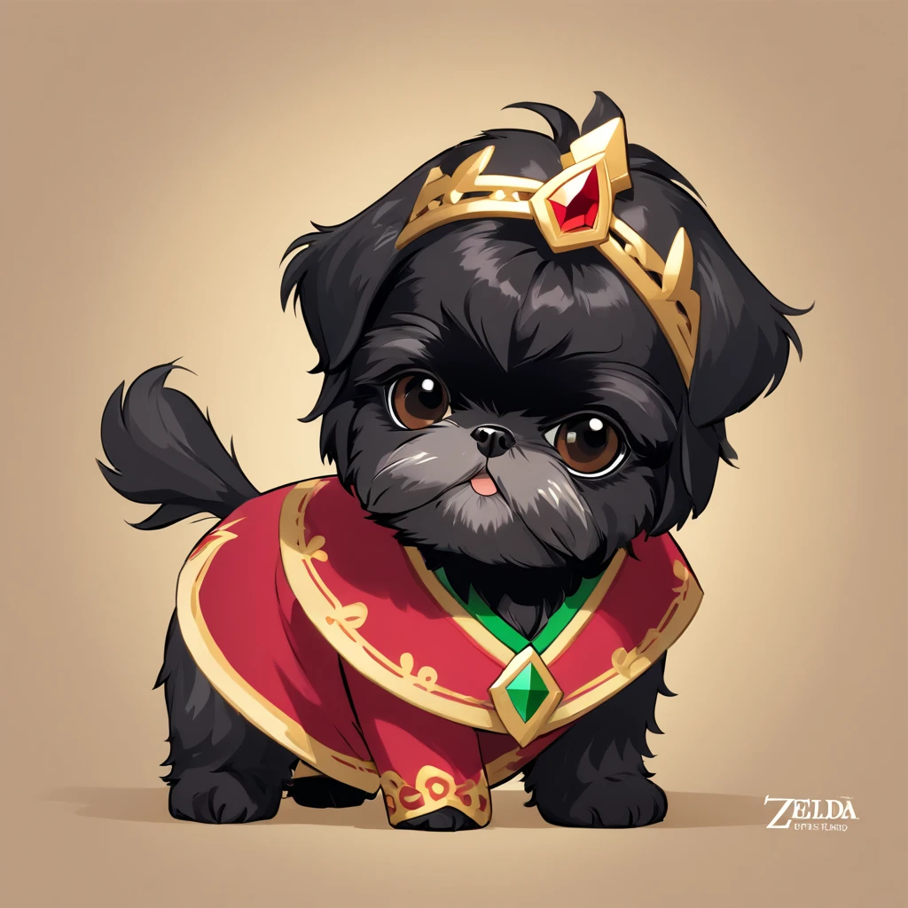 2 Adorable small black Shih Tzu puppies Pixar 3D cartoon